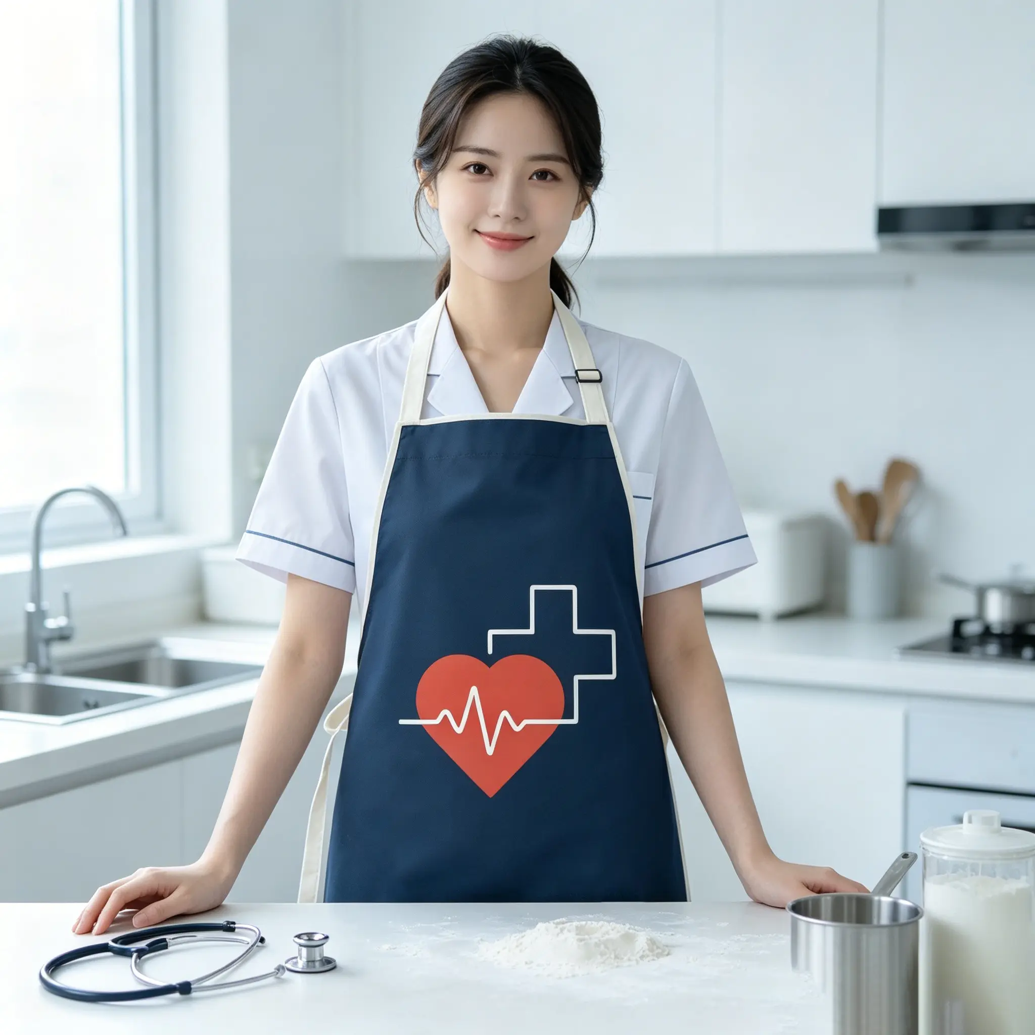Medical Cross Apron, Waterproof Oil-Resistant Polyester, Adjustable Neck Strap, Reusable Kitchen Apron, Perfect Gift for Nurses Doctors
