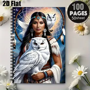1 Spiral Coil Notebook 5.7x8.26 inch, High-Quality Lined Pages, Durable Binding, Native American Dreamcatcher & Owl Design, Perfect for Journaling, Study Notes, Travel Logs, Thanksgiving & Christmas Gift for Nature Lovers, Students and Writers [2D]