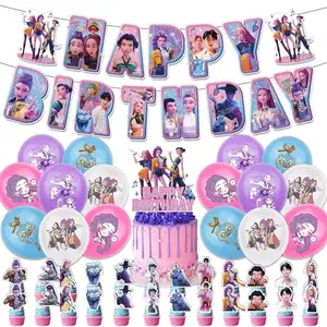 Kpop Devil Hunter Party Decor Set, Birthday Party Supplies, Cake Balloon Decoration, Anime Girl Theme, Complete Tableware Kit