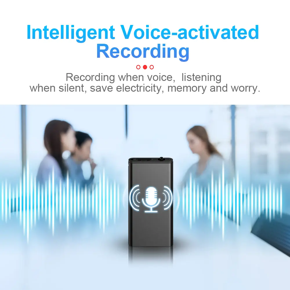 Professional Ultra-Thin Mini Voice Recorder - 4-32GB Storage, Sound Activated, Noise Reduction, 8GB MP3 Player, USB, Micro USB OTG, Earphones, High-Quality Audio