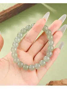 Light Green Chalcedony Bracelet, Vintage Barrel Beads, Chinese Style, Unisex Jewelry, Comes with Premium Gift Box