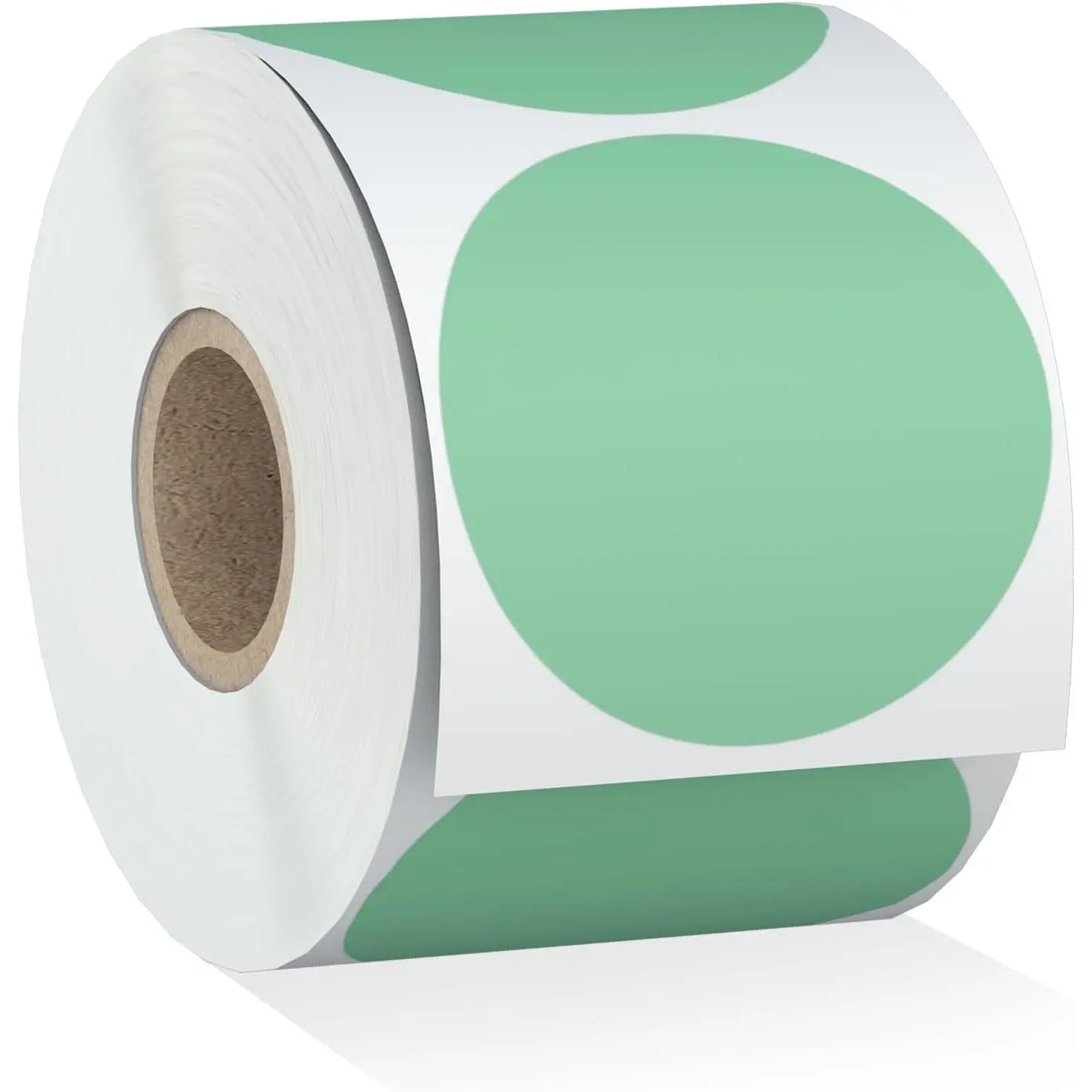 2" 750 Labels Green Circle Direct Thermal Stickers Labels Roll Compatible with Zebra, Rollo, MUNBYN, Self-Adhesive Round Direct Thermal Labels