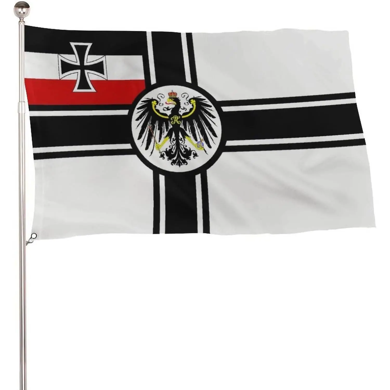 Reich Eagle Germany Flag, 5x3 Ft Lightweight 115D Polyester Banner, Party Backdrop with 2 Metal Eyelets for Outdoor Display