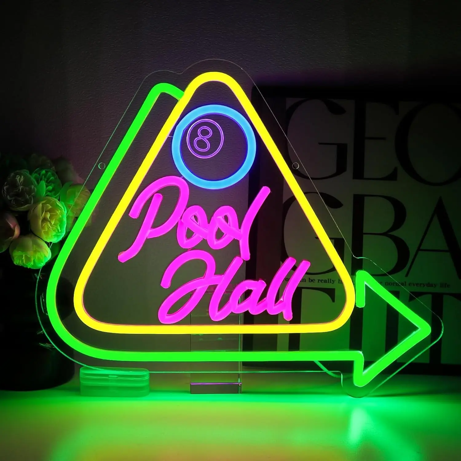 Neon Light for Billiard Hall, Wall-Mounted LED Sign, USB Dimmable, Ideal for Game Room, Garage, Bar Club, Street Art, LED Neon Signs