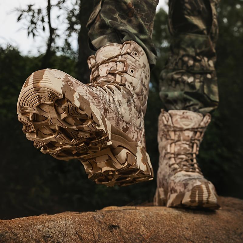 Men's Lightweight Motorcycle Combat Boots Waterproof Hunting Shoes Camouflage Lightweight Hiking Shoes, rubber boot