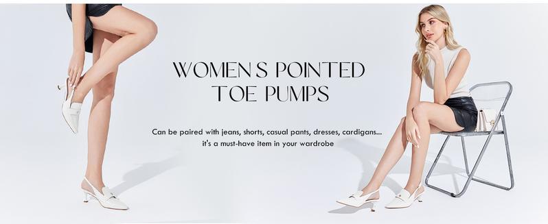 Coutgo Womens Pointed Toe Sandals Slingback Kitten Heel Pumps Slip On Ankle Buckle Dress Shoes