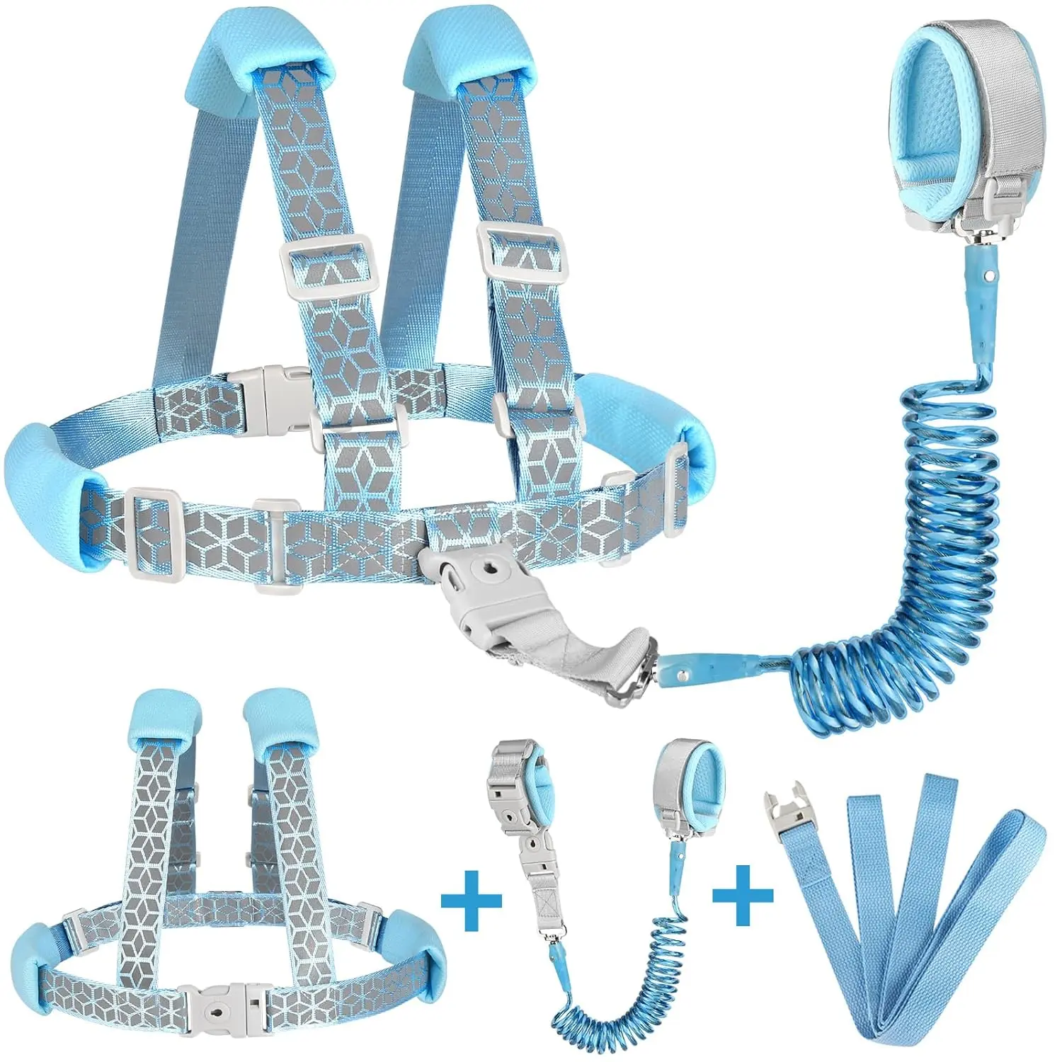 3 in 1 Toddler Harness Leash, Reflective Kids Harnesses with Anti Lost Wrist Link, Child Leashes with Lock  Boys Girls, Baby Walking Wristband Rope Protection Tether  Outdoor New model