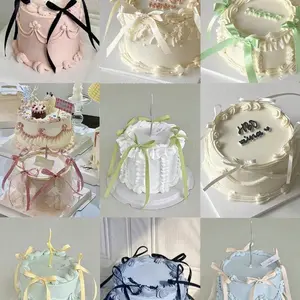 10/20 Pack Ribbon Bow Cake Decorations, Silk Cake Skirt for Graduation and Birthday Parties, Ballerina Theme Wedding Decor