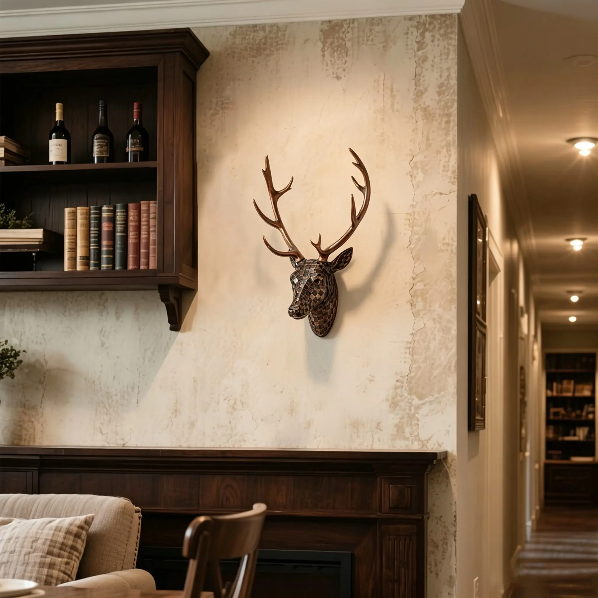 Mosaic Deer Head Wall Sculpture, Art Work For Wall Decor, Bedroom Bedside Decor, Artistic Decorative Soft Art Atmosphere, Relaxing Emotions, Cozy and Elegant Space Addition, Decoration
