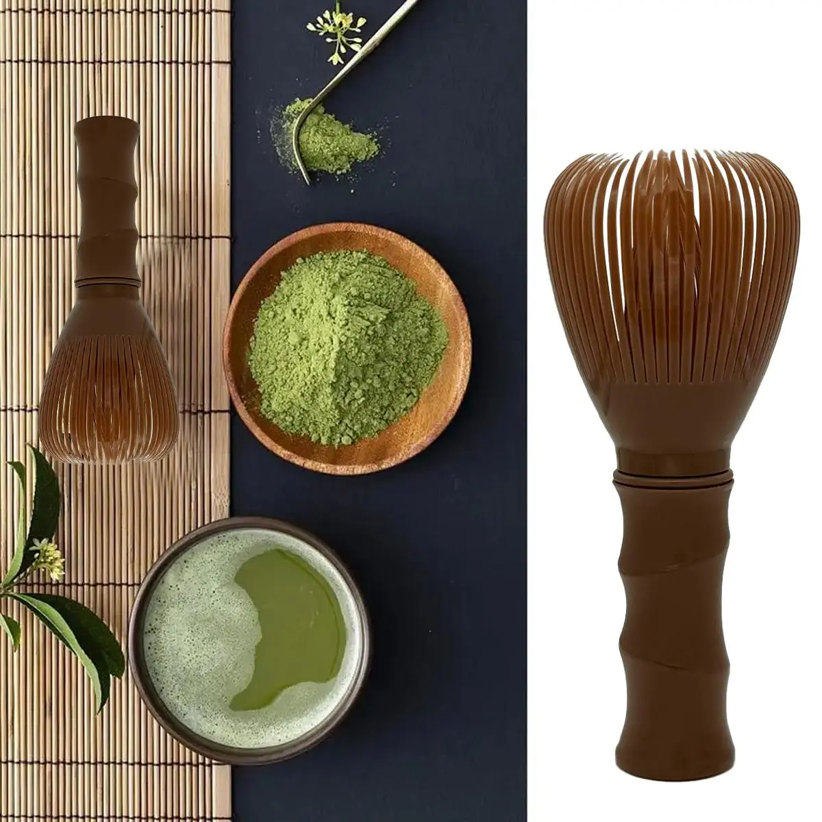 Traditional Matcha Whisk Reusable Resin Matcha Whisk Chasen Dishwasher Safe Matcha Stirrer Matcha Green Tea Powder Preparation Prepare Japanese Matcha Tea (Z_Coffee)