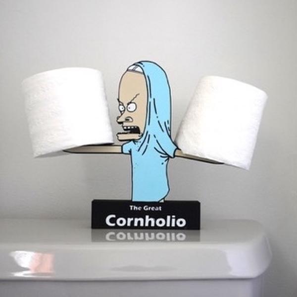 Cornholio Toilet Paper Holder with Character Design and The Great Cornholio Label Fun Functional Bathroom Accessory