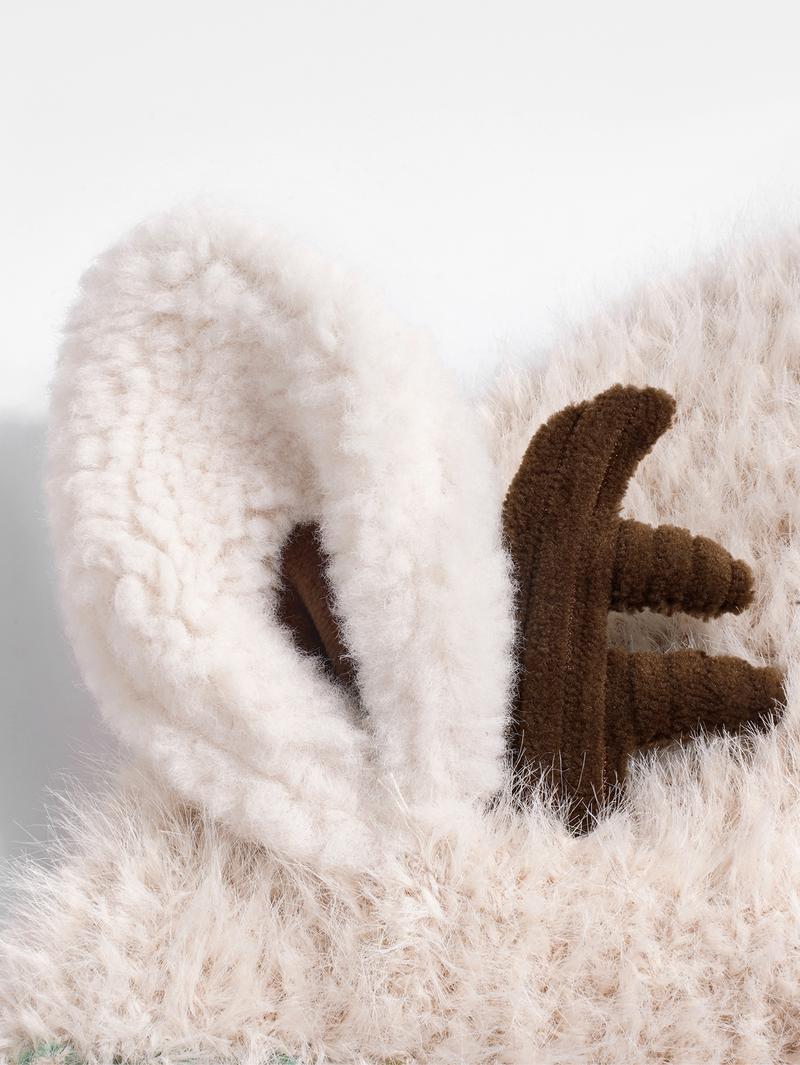 Original design Festive Christmas Antler Hat (It can be used，A hat has multiple uses.)Knitted Ear Protection Windproof Warm Hat Suitable for the family It can be worn by adults , without limiting the circumference of the head，for Thanksgiving & Christmas。