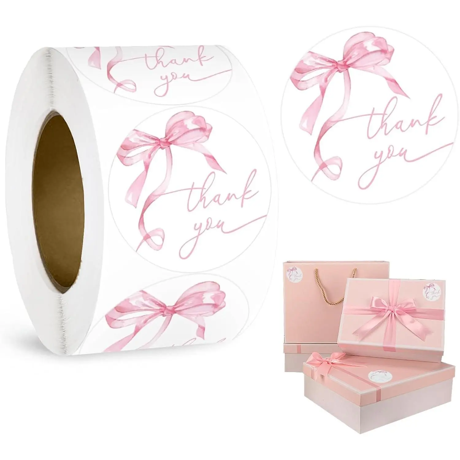 500 count  Thank You Stickers, 1.5 Inch Watercolor Bowknot Thank You Labels, Self-Adhesive Small Business Stickers for  Packaging ()