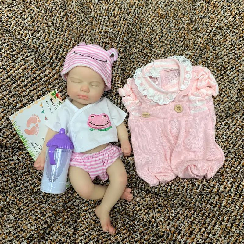 13 Inch Adorable Loulou Can Open Mouth Full Body Solid Silicone Reborn Doll With 3D Painted Skin Washable Soft Touch Feelings Newborn Doll Toys For Festival Gift
