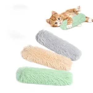 3 PCS Soft shaggy cat kicker toy filled with catnip, designed for indoor cats to kick, bite, and wrestle. The long plush shape satisfies natural hunting and pouncing instincts, providing hours of solo play fun.