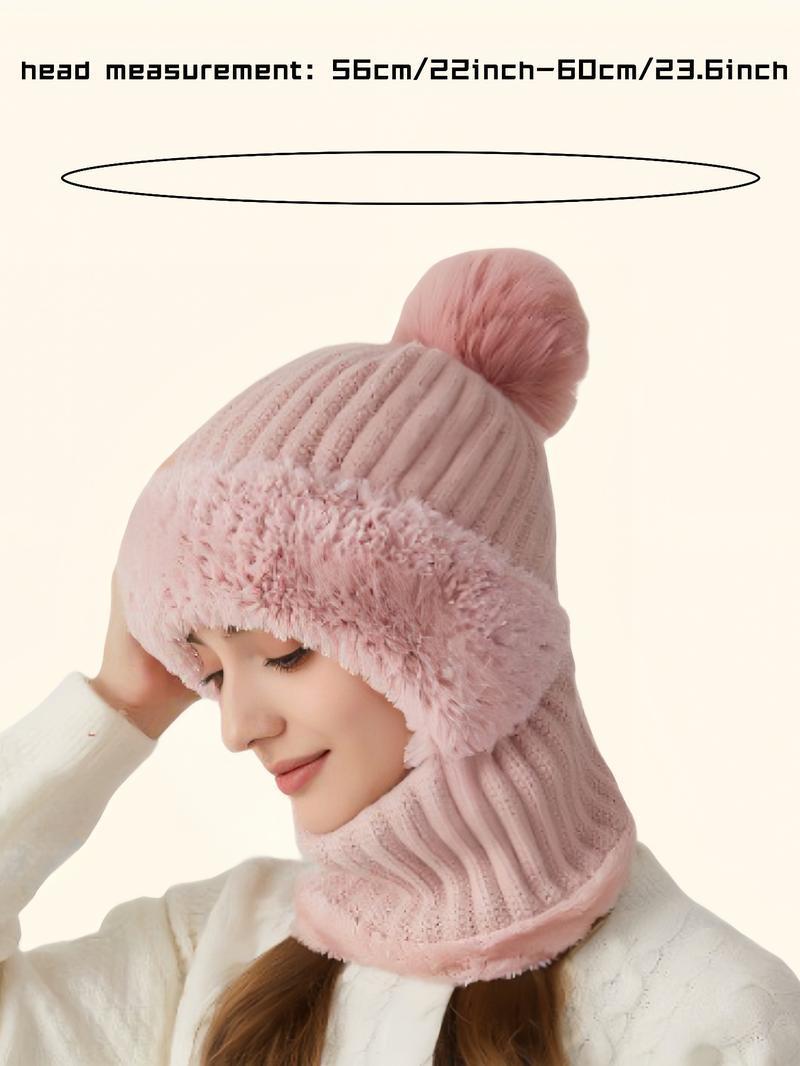Women & Girls Pom Pom Beanie - Solid Color Thick Warm Knit Hat - Fall Winter Fashion Accessory - Casual Daily Wear Ideal Holiday Gift for Her One Size