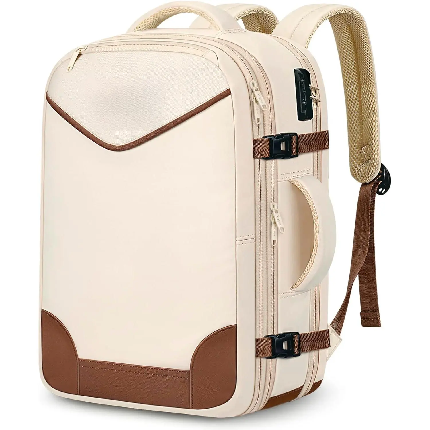 35L travel backpack with lock, compliant with TSA aviation regulations, expandable weekend travel backpack, suitable for women, can accommodate 15.6inch laptop