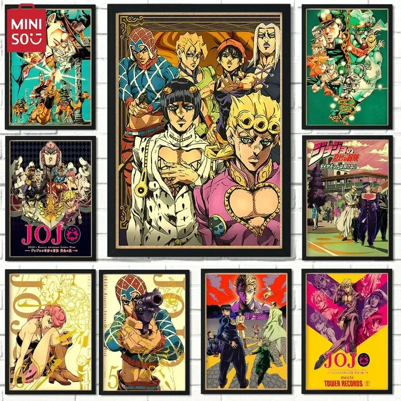 JoJo's Bizarre Adventure Anime Canvas Wall Art| Vibrant Retro Manga Posters for Bedroom, Living Room, Gaming Room Decor| Aesthetic Anime Art, Otaku Gift, Japanese Manga Style