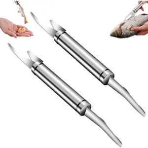 5 In 1 Multifunctional Shrimp Line Fish Maw Knife Stainless Steel Shrimp Deveiner Tool 2PCS Multifunctional Fast Shrimp Peeler Fish Scale Remover Kitchen Fish and Shrimp Duck Intestine Cleaner`