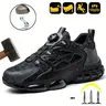Men's Steel Toe Cap Safety Sneakers - Swivel Buckle, Breathable Mesh Upper, Non-Slip Rubber Sole, Round Toe Cushion Work Shoes, Walking Footwear for Blue Collar Workers | Model 678 TikTokshopbacktosc
