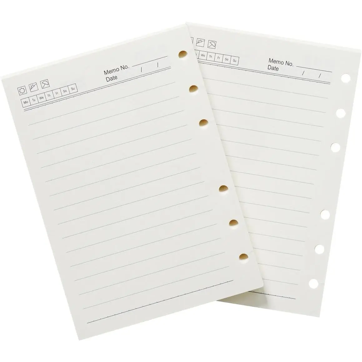 Lined Refills for True-A6 Ring- Undated Inserts Set of 2 (5.83 inch x 4.13 inch)