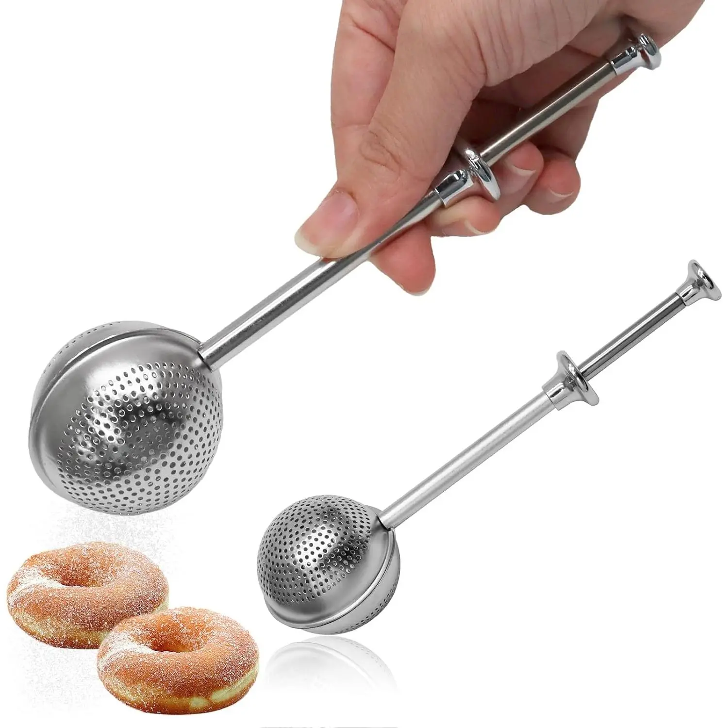 2 Pack Stainless Steel Flour Duster Shaker | -Hand , for Powdered Sugar, Flour, and Baking