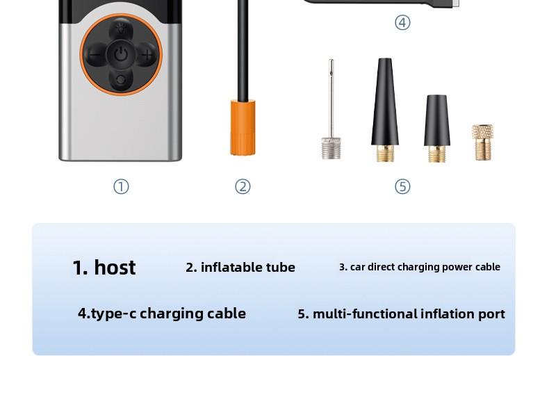 Wireless Portable Smart Electric Tire Inflator, Rechargeable Air Compressor Pump for Car, Off-Road Vehicle, Bicycle and Motorcycle