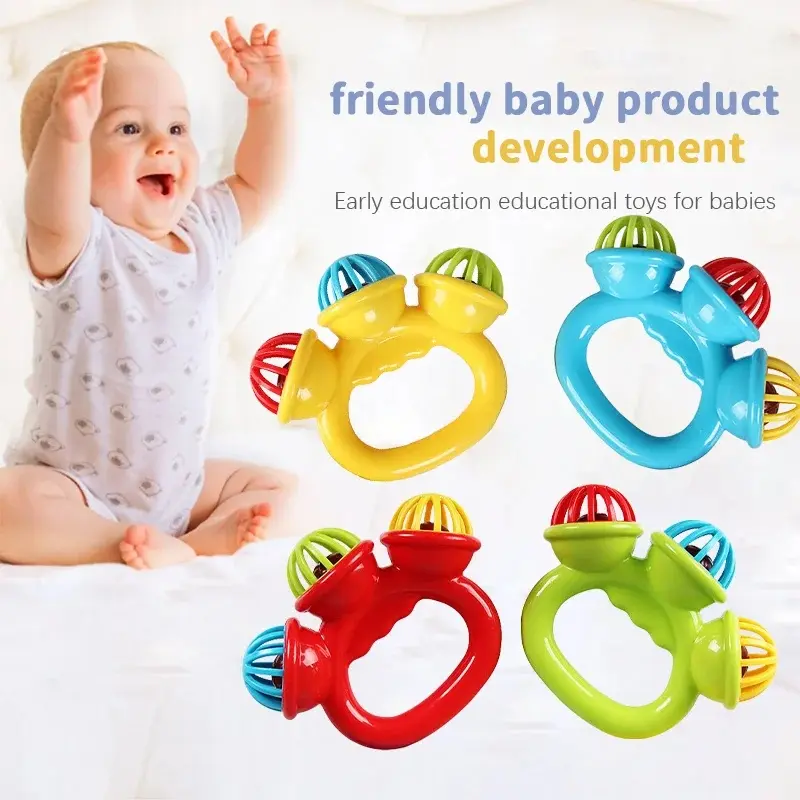 Unisex Soft Rubber Baby Rattle Ball Toy - Food-Safe, ABS Plastic, Grasp-Friendly Sensory Hand Bell for Newborns, Infant Teething & Early Learning Activity Toy (0-24 Months)