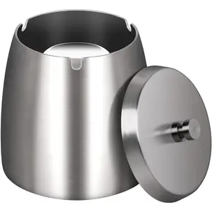 X-Large Outdoor Ashtray with Lid for Cigarettes,Stainless Steel Windproof/Rainproof Heavy Hidden Ashtray for Outside Patio Home Table Decor (X-Large)