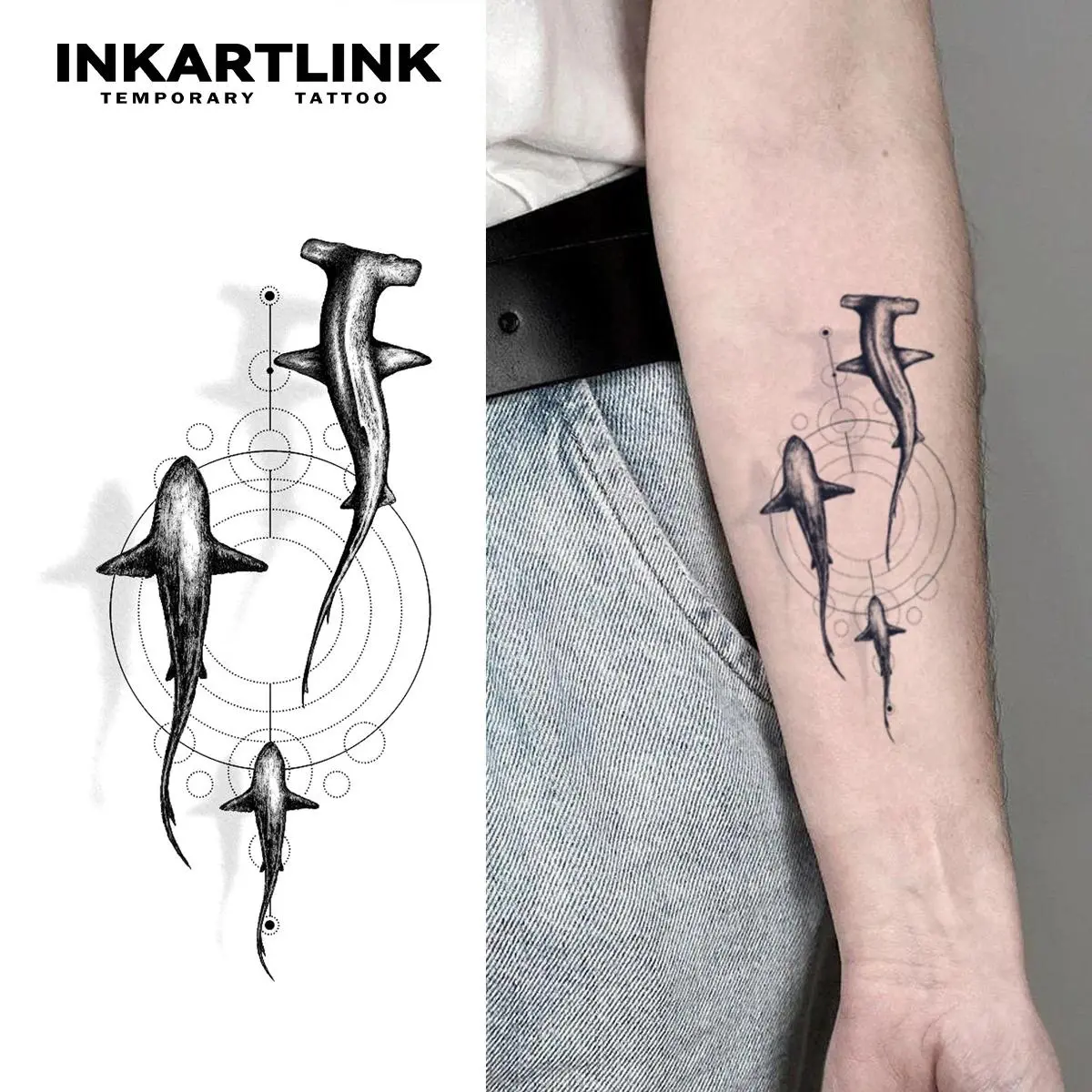 INKARTLINK Jumping Dolphin Tattoo Stickers | Beach Party Waterproof for 15 Days | Clavicle and Ankle Ocean Stickers | Sunshine V