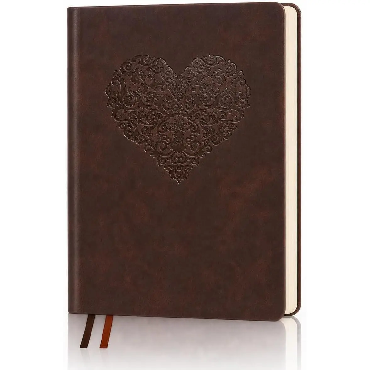 A5  Leather Lined Journal for Men Women, 256 Pages 100 GSM,Heart Embossed Cover,Hardcover  Leather Journal for Writing,Travel,Business,Work, School for Women Men  | 256 Pages 100 GSM,Heart Embossed Cover