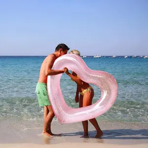 Heart Shaped Inflatable Swimming Ring for Adults, PVC Pool Float, Water Party Decor & Water Sport Inflatable Floating Accessory