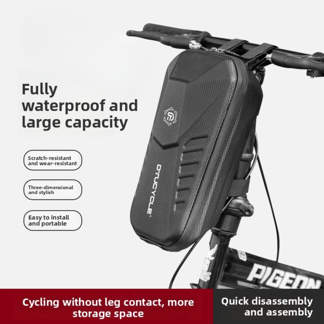 Electric Bike Front Storage Bag, Bicycle Hanging Pouch, Electric Scooter Backpack, Large Capacity Hard Shell Waterproof 4L