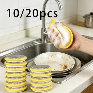 10/20-Pack Double-Sided Multi-Purpose Kitchen Cleaning Sponges – Reusable sponges and dishcloths suitable for cleaning various types of tableware and grime; ideal for use in the kitchen, living room, bedroom, and beyond.