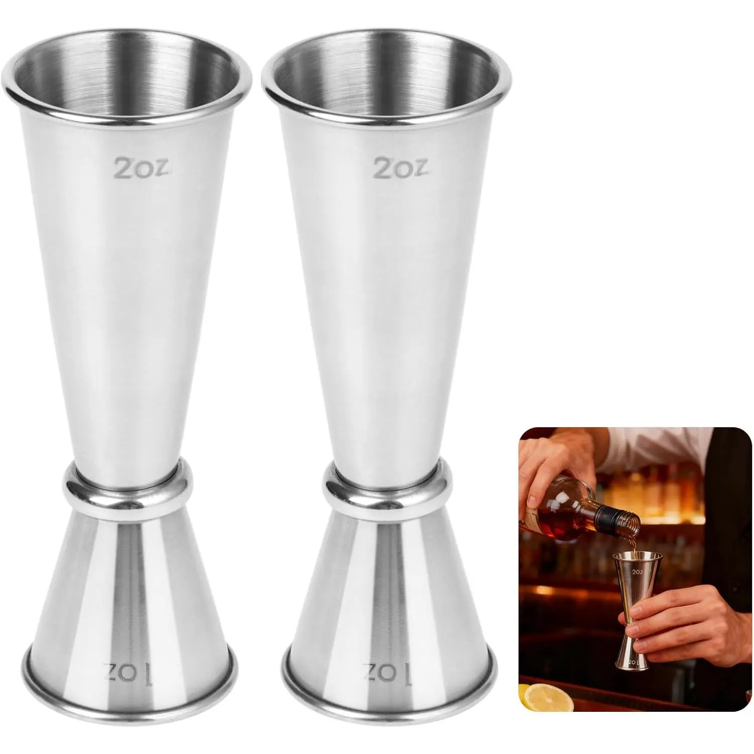 Jigger for Bartending, Stainless Steel Jigger 2 oz 1 oz,  Measuring Cup, Double  Jiggers, Professional Shot Drink Measurer for , Bar jigger Bartender Tool Accessories ()
