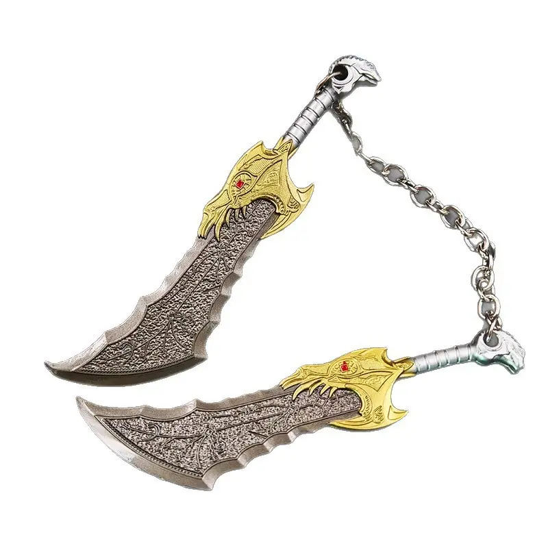 Game peripheral props and accessories: a pair of Chaos Blade metal models, metal decorative ornaments 13cm, keychain pendants, fashion accessories