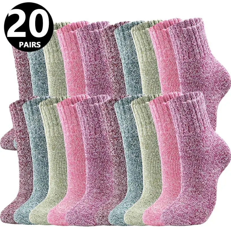 20 Pairs Women's Winter Socks, Cozy Crew Socks with Soft Stretch Fit for Cold Weather Everyday Wear, Assorted Colors for Home Office Travel and Outdoor Activities, Comfortable Casual Style, Warm Socks, Crew Socks, Women's Socks