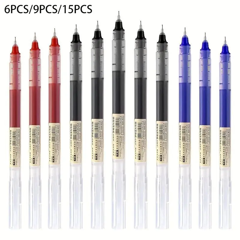 15 Pack Quick Dry Smooth Gel Pen 0.5mm Fine Tip Lightweight Plastic Body Transparent Ink Cartridge for School Office Writing