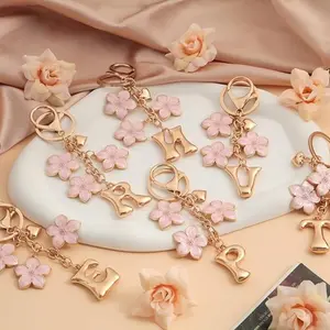 Bubble Initial Keychain with A-Z Letter Charms & Kawaii Flower, Cute Personalized Key Holder for Women’s Bags, Car Keys & Remotes, Stylish Everyday Accessory, Perfect Gift for Friends & Backpacks
