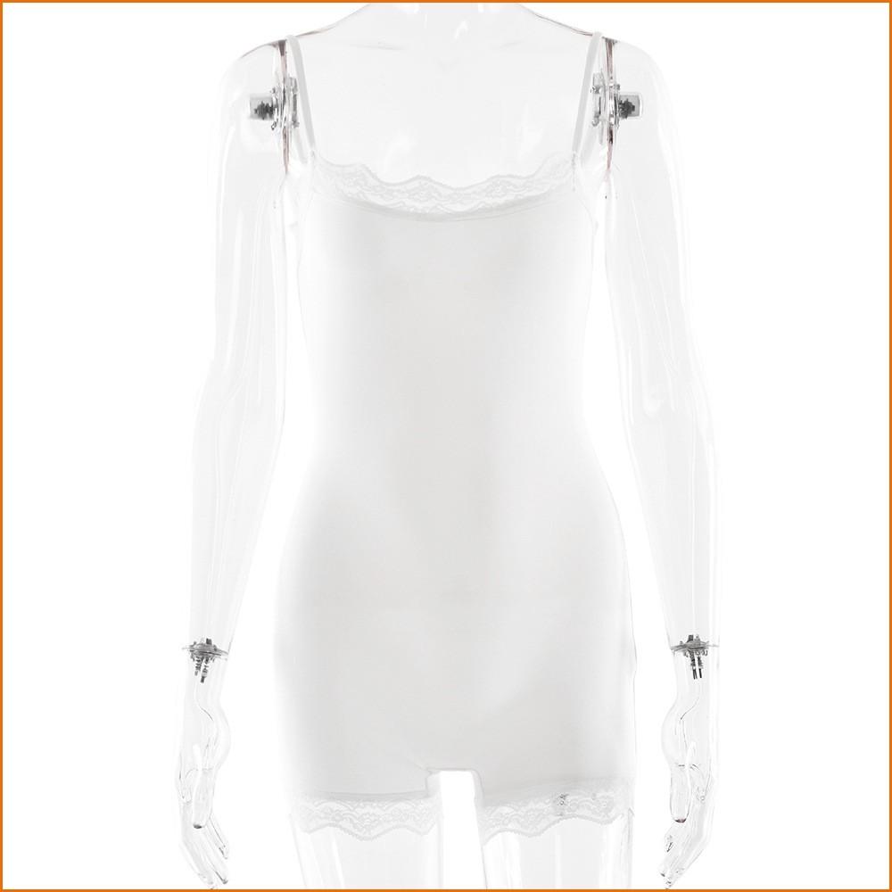 KODA & CO 04 New Lace-Trim Spaghetti Strap Backless Bodycon Sexy Yoga Workout Bodysuit