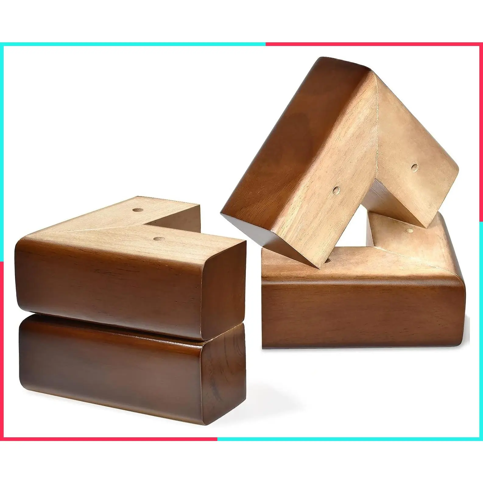 Solid Wood L-Shaped Furniture Legs, Bed Risers for Sofa Couch Dresser Cabinet Table, Couch Feet, Bed Lifters 4 Pack