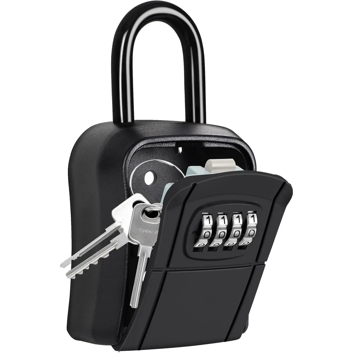 Portable Key Lock Box,Key Holder Safe  Lock Box for Indoor, Outdoor, Garage, Garden, Store (1, Black)