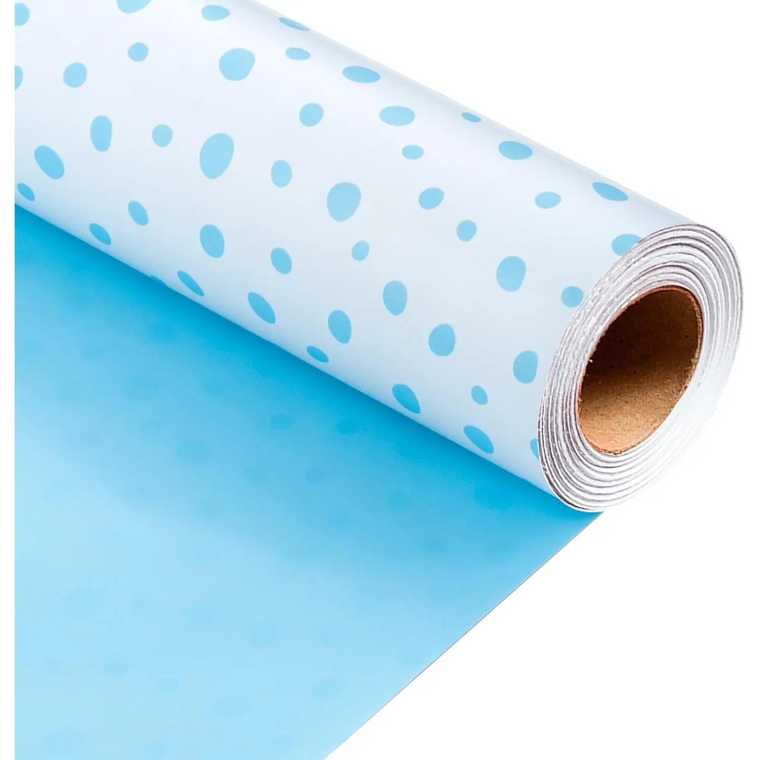 Modern Blue Irregular Wave Point Reversible Wrapping Paper, 17x16.4ft Gift Wrap for Birthday, Wedding, Christmas (Office Stationery Supplies for Gifting Occasions)
