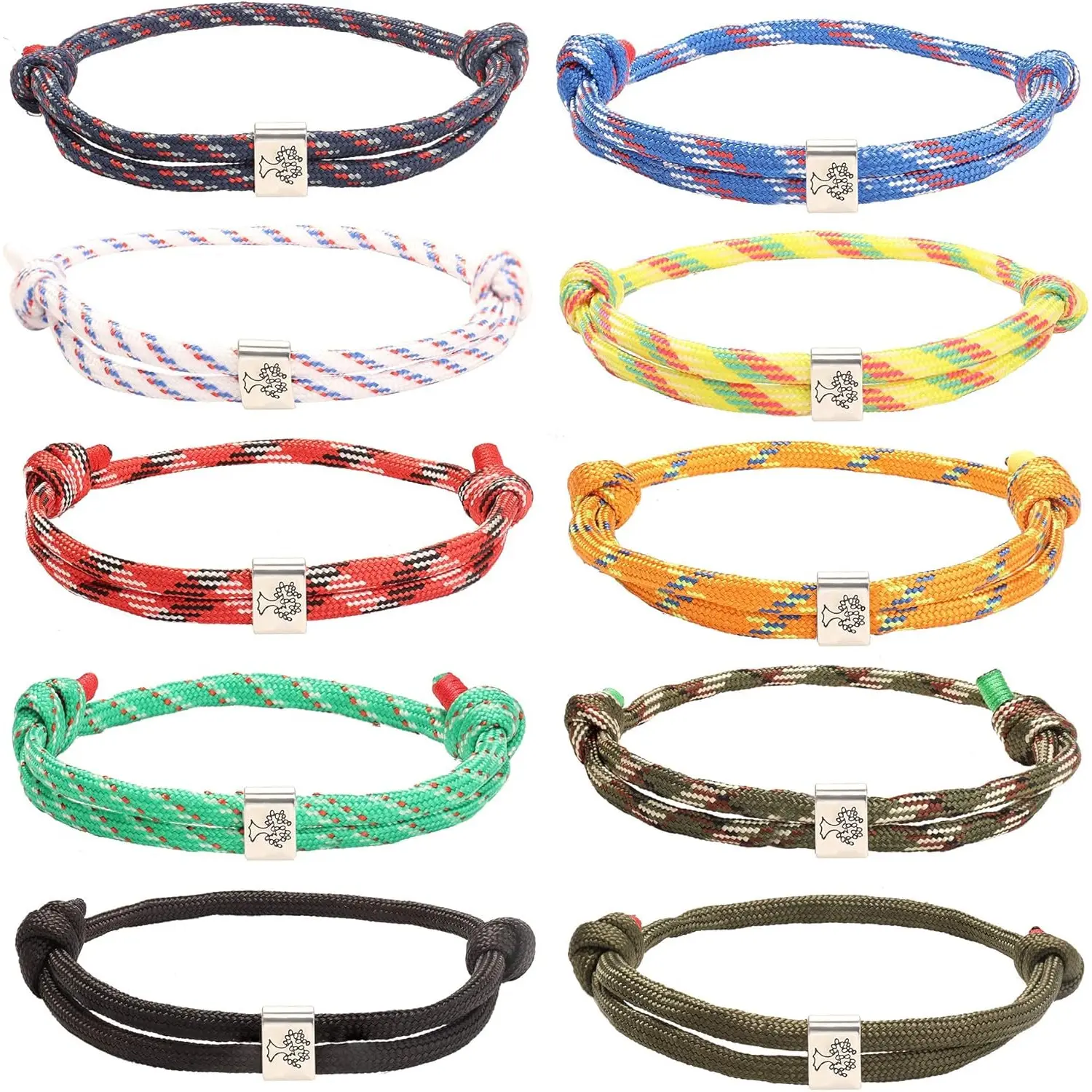 10Pcs Nautical Bracelet for Men Women, Surfer Wave Bracelet, Navy Rope Braided Beaded Bracelet, Adjustable Tree of Life Bracelet Set, Colorful Handmade Men's Bracelet Set