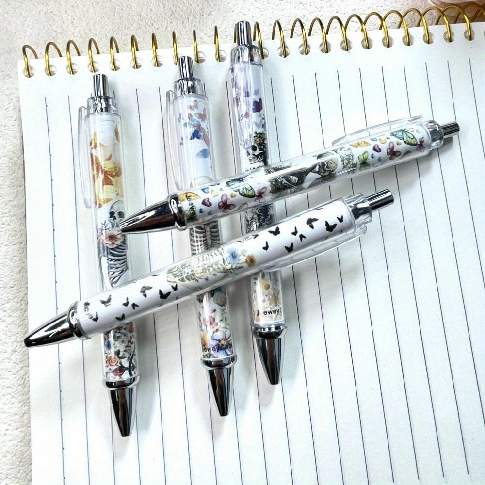 Creative Skull Pattern Ballpoint Pen, 5 Counts/set Ink Plastic Writing Pen, Smooth Writing Pen for Office & Gift, Learning Supplies, Halloween, Funny Teacher Pens