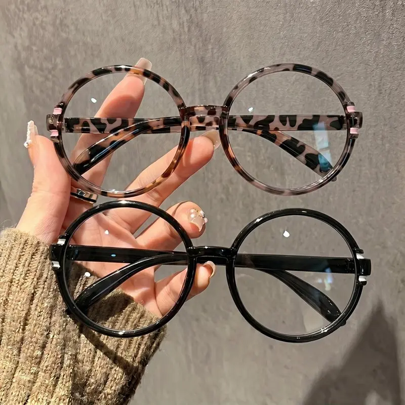 2 Pairs Vintage Round Frame Reading Glasses, Blue Light Blocking Unisex Large Frame, Daily Casual Book Reading Computer Use