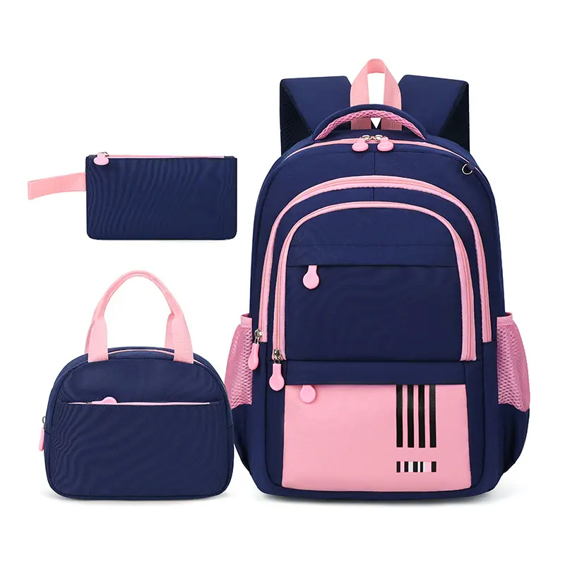 Korean Style Backpack Set for Teens, 3-in-1 Casual School Bag with Lunch Tote & Pencil Pouch, Fashion Student Backpack