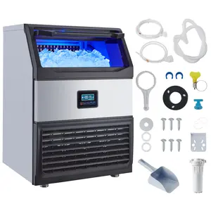 High Capacity Commercial Ice Maker Machine, 265lbs/24H Output with 55lbs Storage Bin, 850W Energy-Efficient Compressor, Fast 5-8min Ice Production, Stainless Steel LED Display, Undercounter & Freestanding for Restaurant Bar Office Party