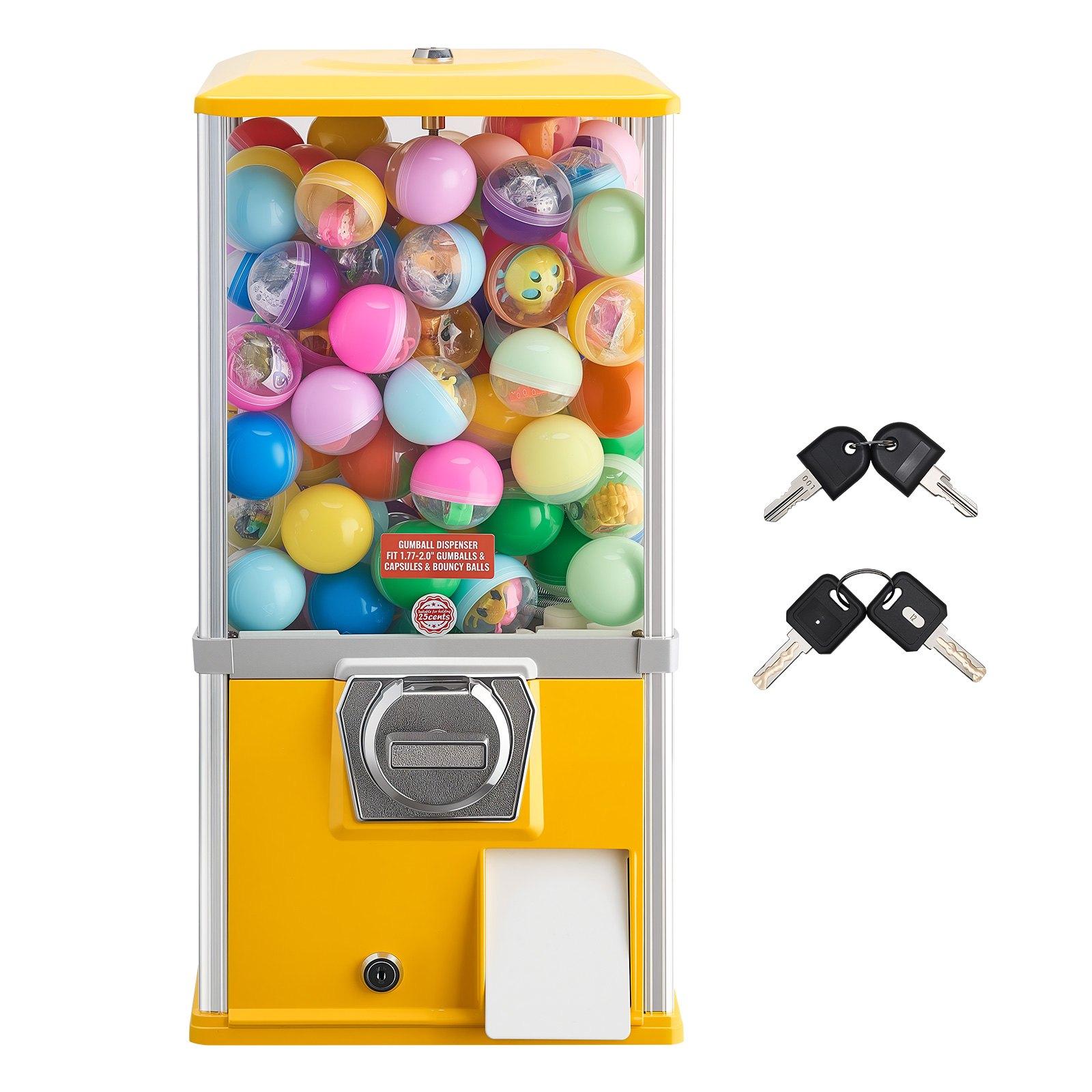 VEVOR Gumball Machine, 21 inch Height Candy Vending Machine Dispenser, 25-Cent Vending Machines for Shopping Malls, Supermarkets, Amusement Parks, Arcades, Holds Up to 180 1.77 inch Spherical Candies