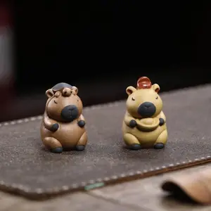 Purple Clay Buddha Style Capybara Tea Pet Handmade Cute Capybara Tea Pet Ornament Office Home Desktop Decoration Crafts Gift